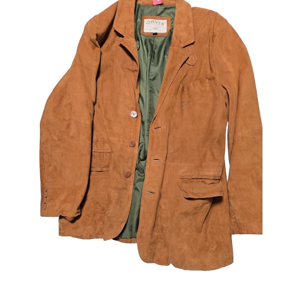 Vintage Orvis Blazer Mens 44 Brown Suede Leather Sport Coat Jacket Casual